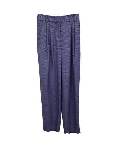 Giorgio Armani Patterned Pleated Trousers In Blue Viscose