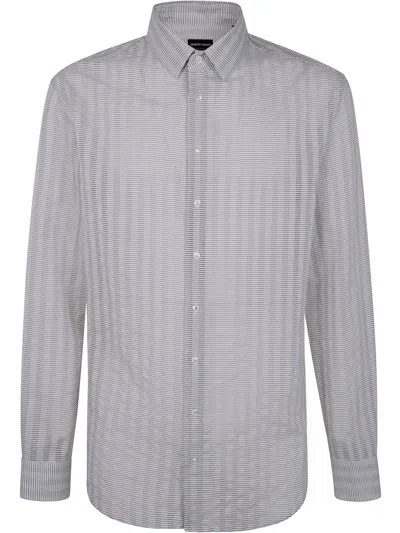 Giorgio Armani Patterned Shirt In Blue