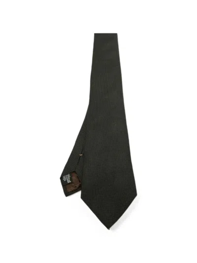 Pre-owned Giorgio Armani Patterned Silk Tie In Brown