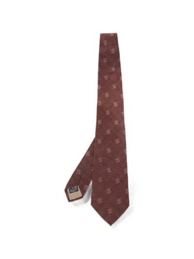 Pre-owned Giorgio Armani Patterned Silk Tie In Brown
