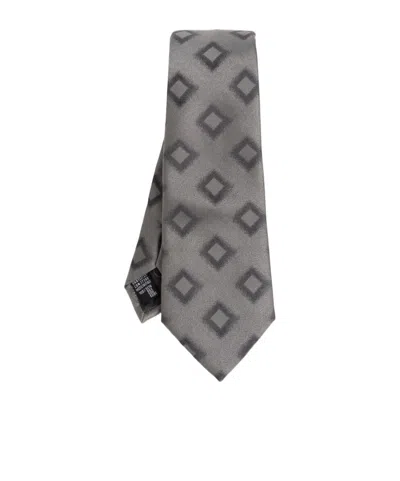Giorgio Armani Geometric-pattern Silk Tie In Gray