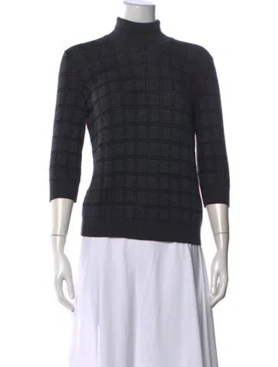 Pre-owned Giorgio Armani Patterned Turtleneck Sweater In Blue