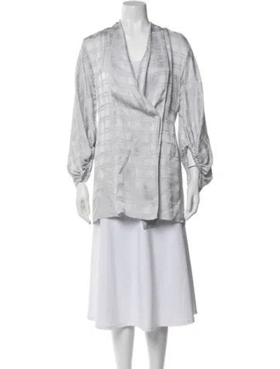Pre-owned Giorgio Armani Patterned V-neck Blouse In White