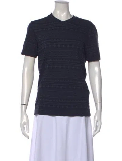 Pre-owned Giorgio Armani Patterned V-neck T-shirt In Blue