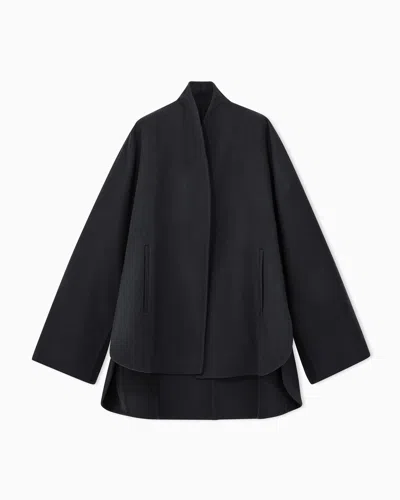 Giorgio Armani Pea Coat In Heavy Double Cashmere With A Shawl Collar In Black