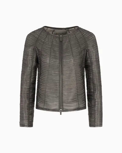Giorgio Armani Pearlised Nappa Leather Jacket With Applied Studs