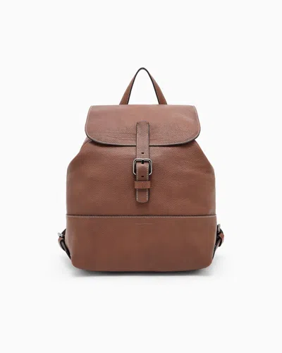 Giorgio Armani Pebbled Leather Backpack In Brown