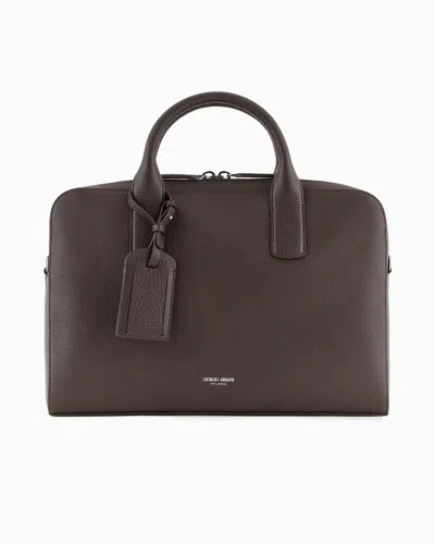 GIORGIO ARMANI PEBBLED LEATHER BRIEFCASE