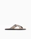 Giorgio Armani Official Store Pebbled-leather Woven Sandals In Dove Grey