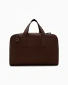 Giorgio Armani Pebbled Leather Duffel Bag In Brown