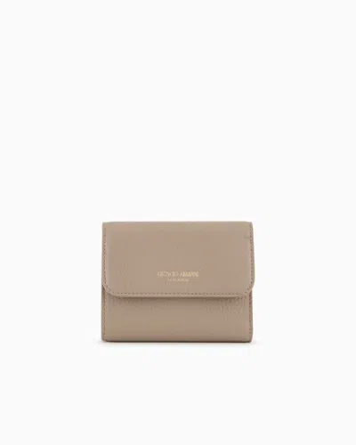 Giorgio Armani Pebbled Leather Trifold Wallet In Gray