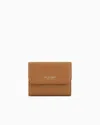Giorgio Armani Pebbled Leather Trifold Wallet In Brown