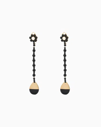 Giorgio Armani Pendant Earrings With Swarovski Crystals In Black