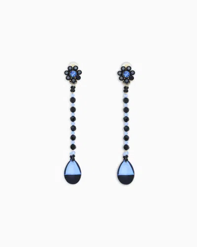 Giorgio Armani Pendant Earrings With Swarovski Crystals In Blue