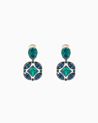 Giorgio Armani Pendant Earrings With Swarovski Crystals In Green