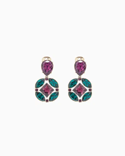 Giorgio Armani Pendant Earrings With Swarovski Crystals In Purple