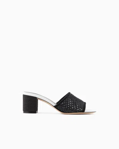 Giorgio Armani Perforated Fabric Heeled Sandals