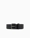 Giorgio Armani Perforated Leather Belt In Black