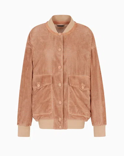 Giorgio Armani Perforated Suede Blouson In Orange