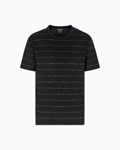 Giorgio Armani Pima-cotton And Rhinestone Crew-neck T-shirt In Black