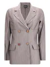 Giorgio Armani Pinstripe Double-breasted Blazer In Gray