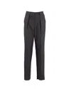 Giorgio Armani Pinstripe Melange Wool Blend Trousers  In Multicolor