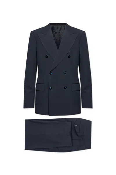 Giorgio Armani Pinstripe Suit In Blue