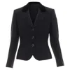 Giorgio Armani Pinstripe Velvet Trim Cropped Tuxedo Blazer In Black