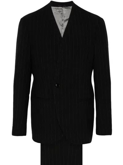 Giorgio Armani Pinstriped Suit In Black