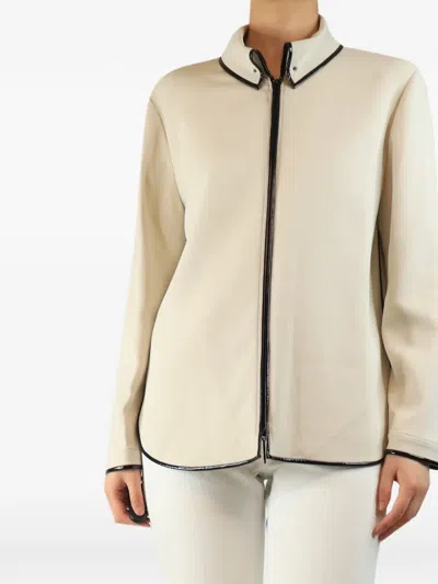 Pre-owned Giorgio Armani Piped Crepe Jacket In White