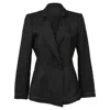 Giorgio Armani Piping Detail Single-breasted Blazer In Black Wool In Black