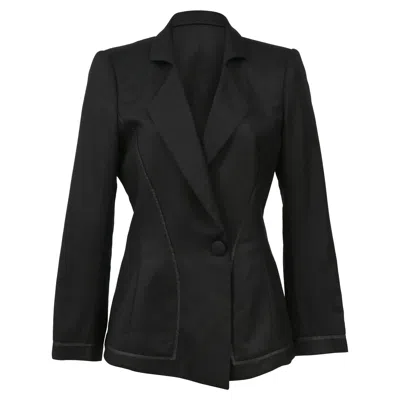 Giorgio Armani Piping Detail Single-breasted Blazer In Black Wool