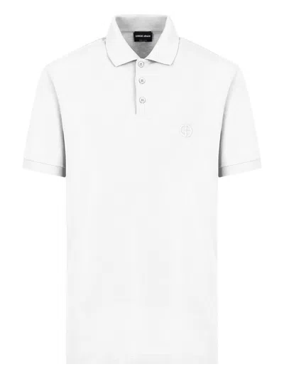 Giorgio Armani Piqeut Cotton Polo Shirt In White