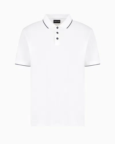 Giorgio Armani Piqué Polo Shirt In Lisle Cotton Yarn In White