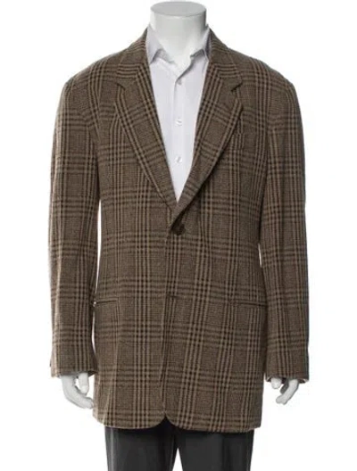 Pre-owned Giorgio Armani Plaid Print Blazer In Neutral