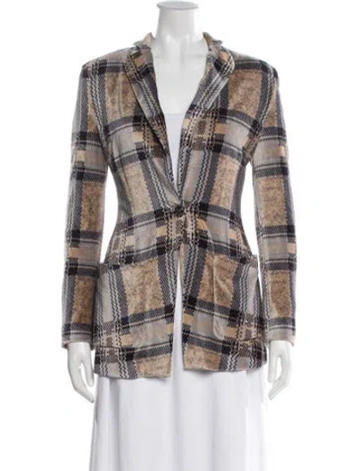 Pre-owned Giorgio Armani Plaid Print Blazer In Neutral