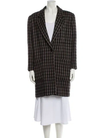 Pre-owned Giorgio Armani Plaid Print Coat In Brown