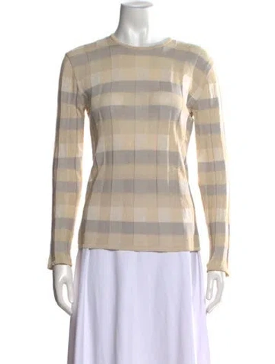 Pre-owned Giorgio Armani Plaid Print Crew Neck Sweater In Neutrals