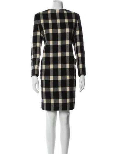 Pre-owned Giorgio Armani Plaid Print Knee-length Dress In Black