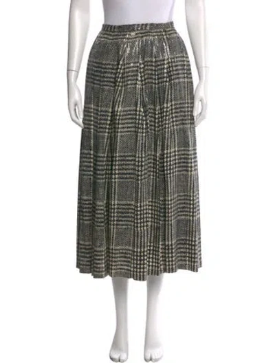 Pre-owned Giorgio Armani Plaid Print Midi Length Skirt In Black