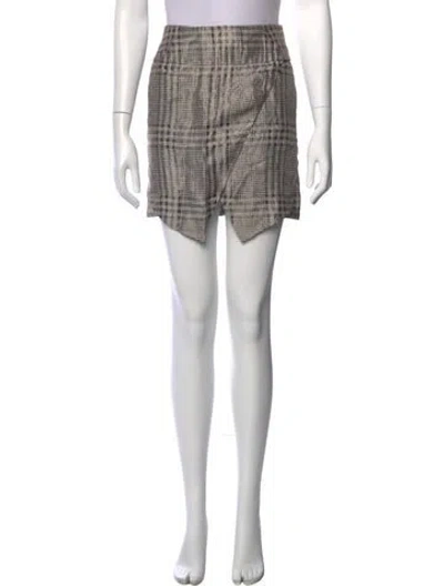 Pre-owned Giorgio Armani Plaid Print Mini Skirt In Neutral
