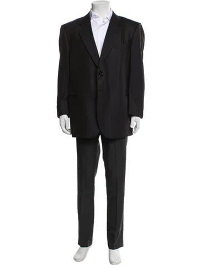 Pre-owned Giorgio Armani Plaid Print Two-piece Blazer In Black