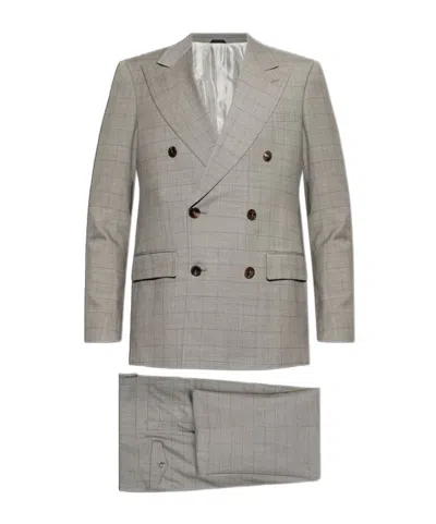 Giorgio Armani Plaid Suit In Gray