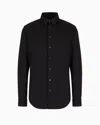 Giorgio Armani Official Store Plain-knit Cotton Interlock Shirt In Black
