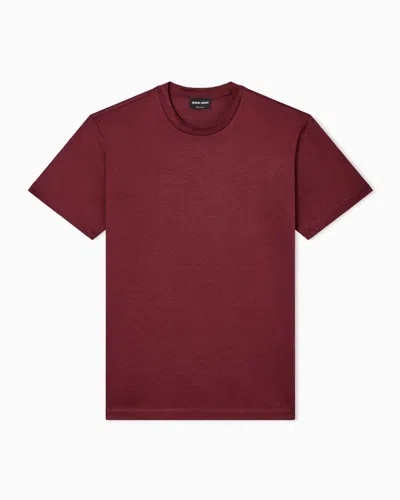 Giorgio Armani Plain-knit Jersey T-shirt In A Silk-and-cotton Blend In Burgundy