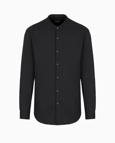 Giorgio Armani Long-sleeved Button-up Shirt In Black