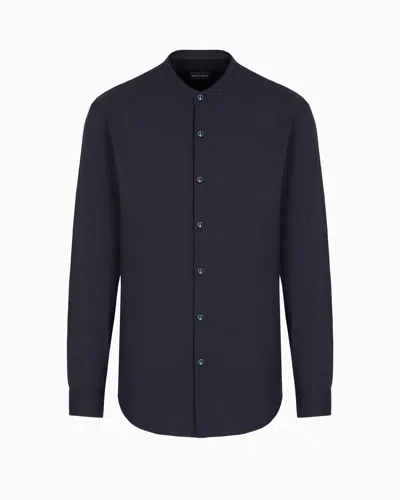 Giorgio Armani Long-sleeved Button-up Shirt In Black