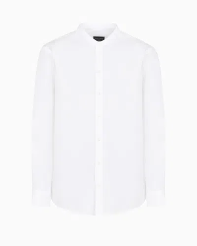 Giorgio Armani Official Store Plain-knit Stretch Cotton Icon Shirt In White