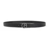 Giorgio Armani Embossed And Smooth Leather Belt In Black