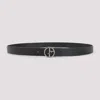 Giorgio Armani Embossed And Smooth Leather Belt In Black